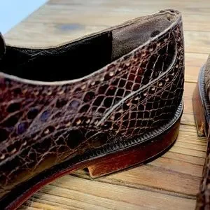 Shoes | Size 1 Brown Alligator Lace Up Brand Is Forli Made  display picture 1